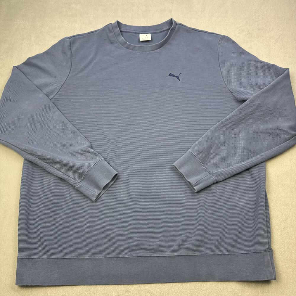 Puma Sweatshirt Mens 2XL Blue Lightweight Crewneck Golf Pullover Logo 592219-03